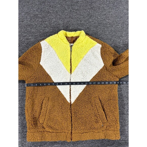 UGG Jacket Womens Large Brown Teddy Bear Sherpa Chevron Full Zip Annalise L - Picture 3 of 13